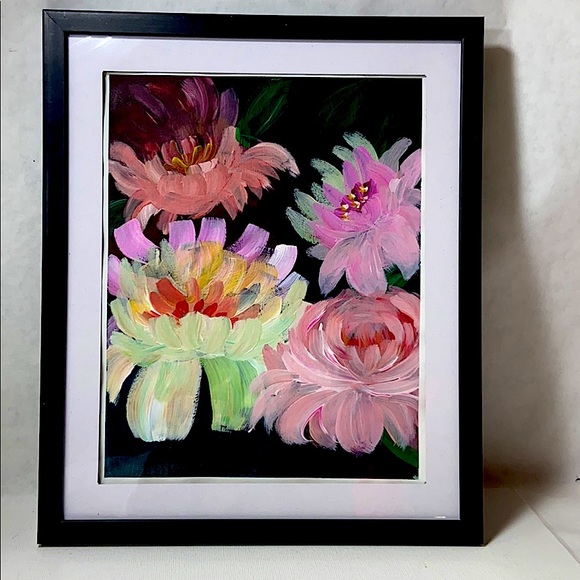 Hand Crafted Other - Acrylic Impressionist Painting of Flowers
